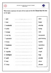 VOCABULARY QUIZ-ADJECTIVES