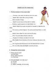 English Worksheet: Aladdin and the magic lamp worksheet