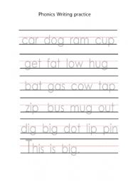 phonics tracing writing practice