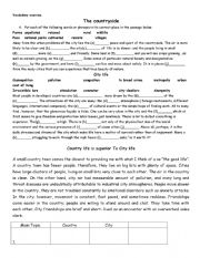 English Worksheet: The vocabulary exercise for city and countryside