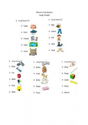 English Worksheet: LONG VOWELS VOCABULARY