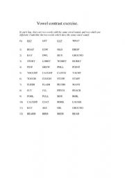 English Worksheet: Pronunciation Practice - Vowel Contrast Exercise