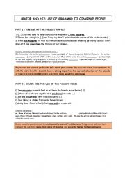 English Worksheet: Old major speech grammar analysis