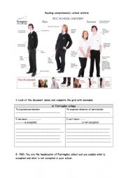 English Worksheet: school uniform and school rules