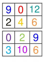 BINGO NUMBERS 0-12_ZERO TO TWELVE + TWO ADDITIONAL BLANK TABLES