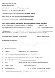 worksheet on word formation