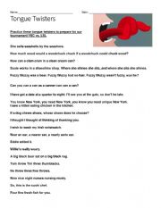 English Worksheet: Tongue Twisters