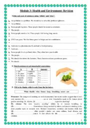 English Worksheet: Module 3: Health and Environment Revision (9th Form)