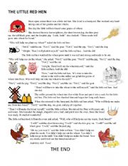 English Worksheet: Little Red Hen -- fill in missing letters