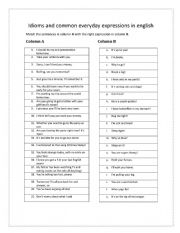 English Worksheet: IDIOMS AND COMMON EXPRESSIONS IN ENGLISH