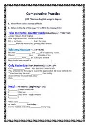 English Worksheet: JET-famous-English-songs-in-Japan-to-practice-comparative-adjectives
