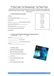 I feel like I�m Drowning by Two Feet (song worksheet)