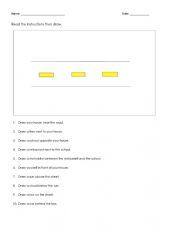 English Worksheet: Preposition Drawing Instructions