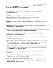 English Worksheet: Into the wild vocabulary