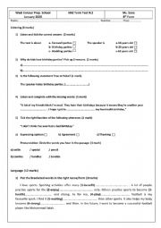 English Worksheet: 8th form Mid term Test n2 