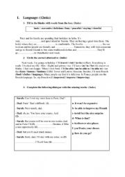 English Worksheet: mid term test n1