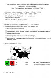 English Worksheet: Corporal punishment in US schools