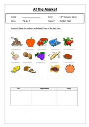 English Worksheet: At the market