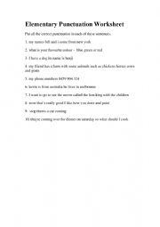 English Worksheet: Elementary Punctuation worksheet.test