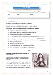English Worksheet: English test with PET style exam activities