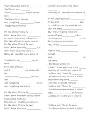 English Worksheet: Im like a bird Nelly Furtado