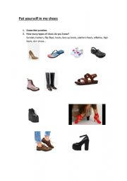 English Worksheet: Put yourself in my shoes