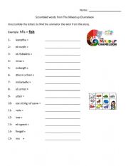 English Worksheet: Mixed up Chameleon Scrambled Words