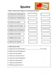 English worksheet: Routine