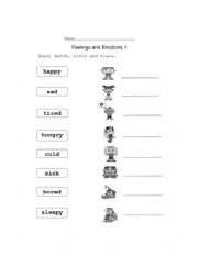 English Worksheet: Feelings and Emotions Part 1