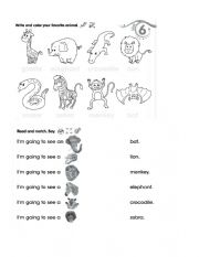 English Worksheet: zoo animals 