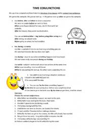 English Worksheet: time linkers/conjunctions - guide + exercises
