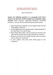 English Worksheet: Breaking Bad S01E05