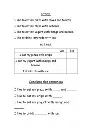 English Worksheet: food activity