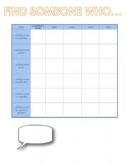 English Worksheet: FIND SOMEONE WHO...