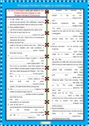 English Worksheet: Present Perfect Simple vs Present Perfect Continuous