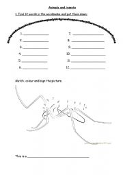 English Worksheet: Animals and insects