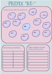 English Worksheet: Prefix- re-