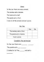 English Worksheet: in the zoo