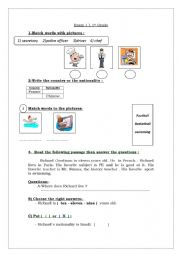 English Worksheet: full blast 1