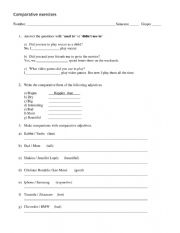 English Worksheet: Comparative exercises