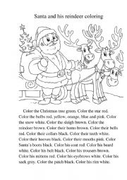 Santa and his reindeer coloring