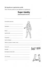 English Worksheet: super hero identity