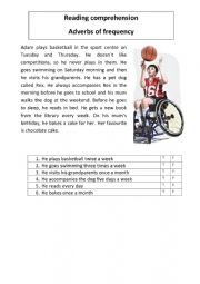 English Worksheet: Adverbs of frequency. Reading comprehension