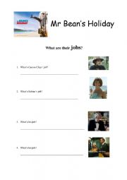 English Worksheet: Mr Bean�s holiday - WHAT�S HIS JOB?