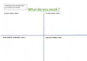 English worksheet: What do you need?