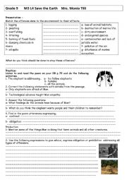 English Worksheet: save the earth (Module3 Lesson3 )