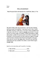 English Worksheet: HEALTH