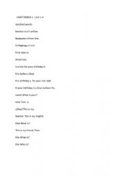 English Worksheet: CHATTERBOX 1  Unit 1-4 Jumbled words