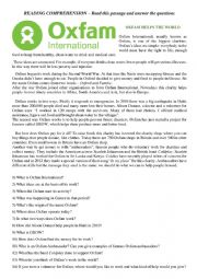 Oxfam International  - reading comprehension