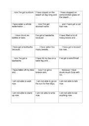 English Worksheet: Injuries/illnesses and their reasons